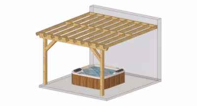Carport pergola adossée 700cmx350cm Bois DOUGLAS Français label PEFC (Charpente-Auvent – Abri terrasse) surface 3250 m²