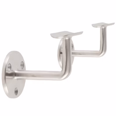 2 x Support mural fixe – Main courante diam. 42,4 mm – Platine 3 trous fraisés – Inox 316