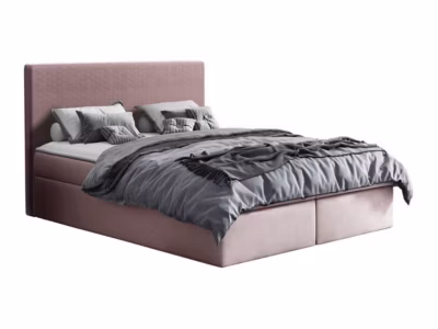 Lit continental Baltimore 126, Double, Rose, Tissu, Disponible