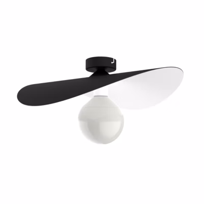 LUMICOM – PIUMA Plafonnier, 1X E27, max 42W, métal, noir mat/blanc, D.40cm