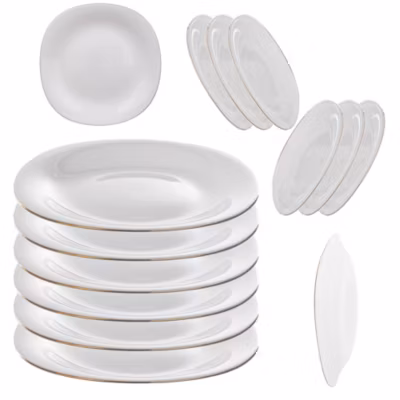 Assiette à dessert KADAX 21 cm blanche avec bord doré 6 pièces.