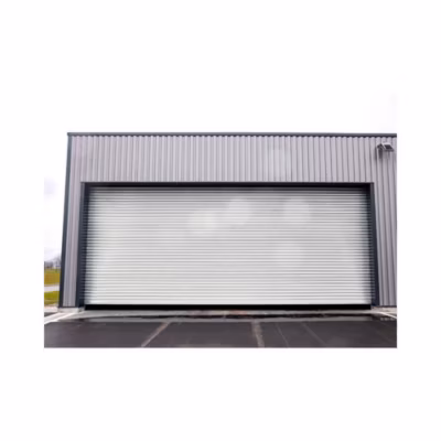 Rideau Métallique Blanc RAL9010 Motorisé 380V Lames Pleines 9/10ème L9000 H4000