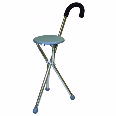 Canne de marche avec siège à pieds – HMS VILGO SC072 – Structure en aluminium – Poignée en mousse et assise en polypropylène