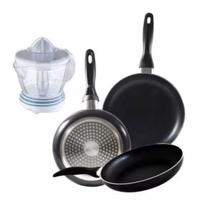 Ensemble de 3 poeles San Ignacio Navy Black 16-20-24cm avec presse-agrumes
