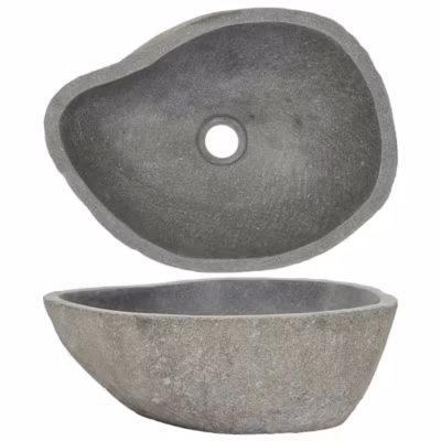 Vasque à poser, Lavabo en pierre de rivière Ovale (37-46)x(29-36) cm