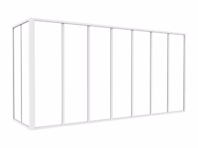 Verrière d&rsquo;angle d&rsquo;atelier en aluminium thermolaqué – L210 x L60 x H105 – Blanc – BAYVIEW