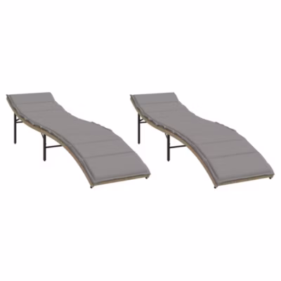 Chaises longues lot de 2 avec coussins beige résine tressée vidaXL