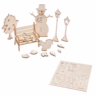 Kit Scènes de Noël 3D « Bonhomme de Neige » 10cm Naturel