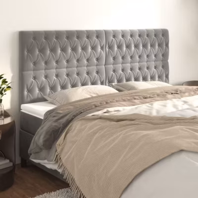 vidaXL Têtes de lit 4 pcs Gris clair 100x7x78-88 cm Velours3116734