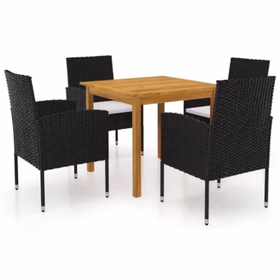 vidaXL Ensemble de salle à manger de jardin 5 pcs Noir