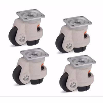 Lot de 4 – Roulettes à nivellement, roue de 45 mm, roulettes Blickle, capacité de 180 kg, HRP-POA 45G