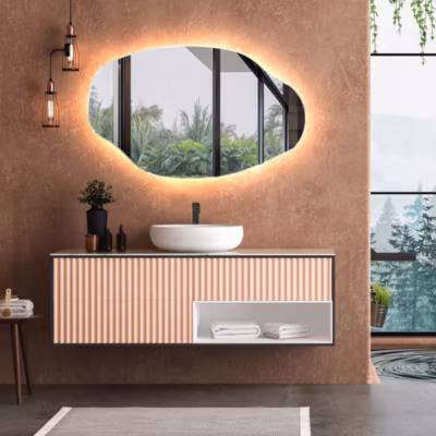 Miroir avec LED Illumination Salle de Bain (114x74cm) LED Lumineux Miroir avec Éclairage (OBK221) Blanc Froid 7000K