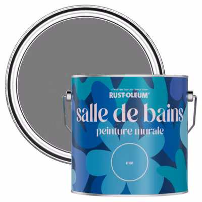 Peinture Grise Résistante à l&rsquo;eau pour Murs de Salle de Bains, Mate – RUST-OLEUM – Gris Ombre 2,5 L
