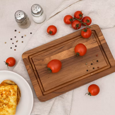Planche à Découper de Cuisine en Bois Teck Massif Indo – 14x700x500mm