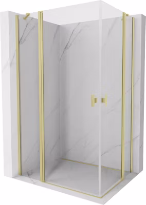 Mexen Mist Duo cabine de douche battante 115 x 95 cm, transparent, or brossé – 8A4-115-095-55-00