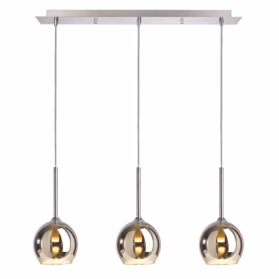 Suspension Led 3 points lumineux verre chromé – Deko Light – Bunda