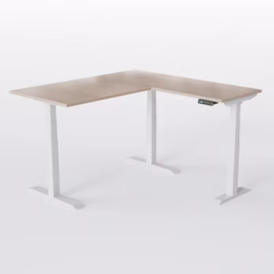 AUM WORLD Bureau Réglable en Hauteur d&rsquo;Angle, 200×160, 8 Mémoires, Sécurité Enfant, Hauteur 62-127cm, Charge 150 kg, Blanc, Chêne