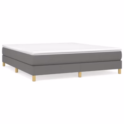 Lit double, Lit adulte, Cadre de lit à ressorts gris foncé 180×200 cm tissu