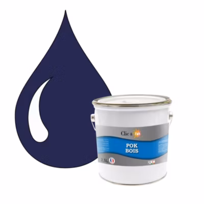 Peinture extérieure bois – Résistante aux intempéries POK BOIS – 2,5L – RAL 5022 – Bleu Nocturne – Clic & Pok