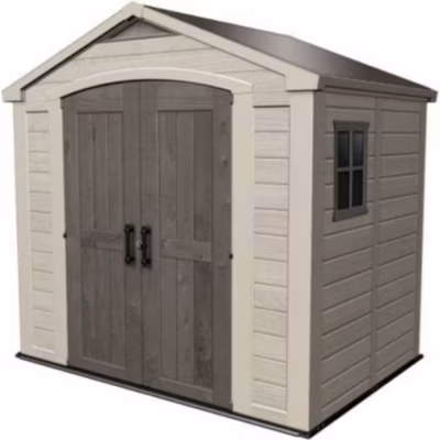 Keter Abri de jardin Factor 4.45, Abri résistant aux intempéries, Marron – 182 x 256.6 x 243 cm
