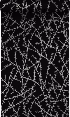 Origin Wallcoverings papier peint branches de fleurs noir mat et gris 53 cm x 10.05 m