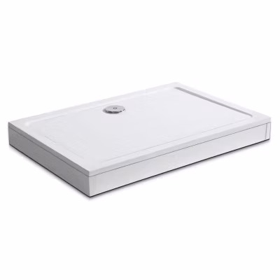 Receveur de Douche blanc extra plat carré en résine – 160×90 cm – avec 10 kit de plinthe et pieds