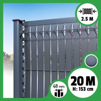 Kit 20m occultation lattes aluminium pour panneau rigide maille 55 – H 1m53 x 2m50 Gris anthracite