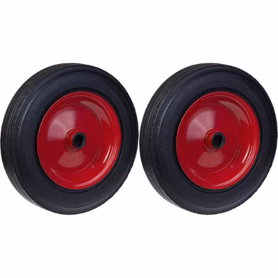 400mm roue 16&Prime; pneu en caoutchouc centre en acier pressé 25.4mm résistant 1000kg, jeu de 2