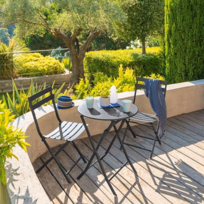 Table de jardin pliante ronde Greensboro Graphite – Hespéride