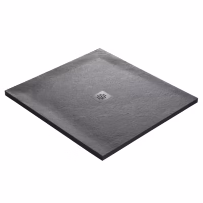Receveur 90 x 90 cm HD en pierre naturelle gris  grille centrée