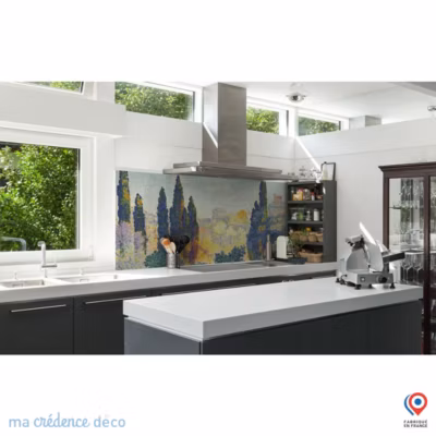 Crédence cuisine fond de hotte Delacroix H. E, Les Cyprès à Cagnes – Verre trempé – L 60 cm x H 45 cm – MaCrédenceDéco