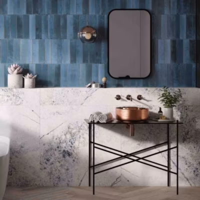 Carrelage Effet Zellige Bleu Nuit AGADIR – Lago 7×28 – Les Carreaux de Jean