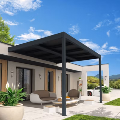 Pergola solaire ACTIVE Gris anthracite 3,491×3,514m 2400W (Kit LED 2 cotés sur chemin de câble)