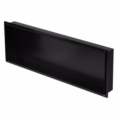 Niche murale de douche encastrée étagère sans rebord noir en acier 90x30x10 cm