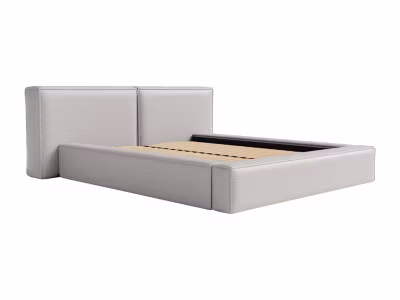 Lit coffre 140 x 190 cm – Tissu – Gris clair – TIMANO