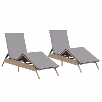Chaises longues avec coussins lot de 2 beige résine tressée vidaXL