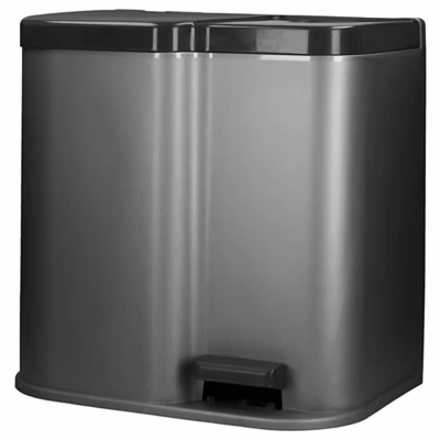 Curver Poubelle duo à pédale Deco Seaux intérieurs 15 L et 6 L Gris