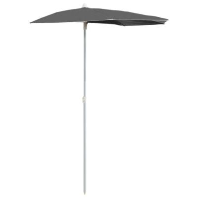 Demi-parasol de jardin avec mât 180×90 cm anthracite vidaXL