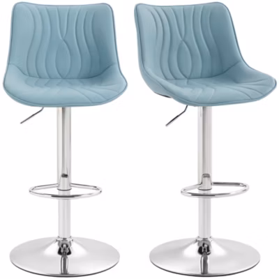 Lot de 2 tabourets de bar design réglables pivotants H.92-110 cm revêtement synthétique bleu