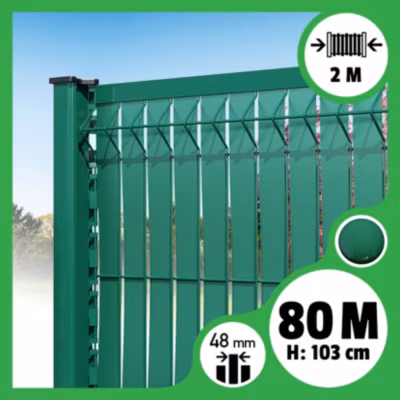 Kit 80m occultation lattes aluminium pour panneau rigide maille 55 – H 1m03 x 2m Vert
