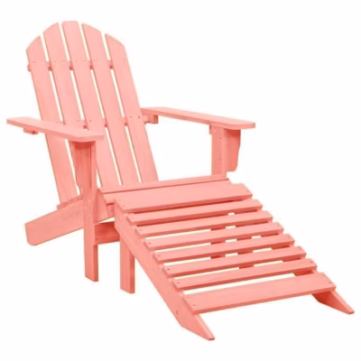 vidaXL Chaise de jardin Adirondack avec pouf Bois de sapin solide Rose