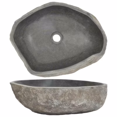 Vasque à poser, Lavabo en pierre de rivière Ovale (45-53)x(34-41) cm