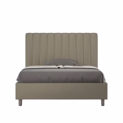 Lit en simili cuir Agueda cappuccino avec sommier rembourré 120×200