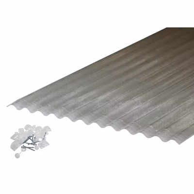 Lot 5 plaques POLYESTER PO 76/18 + 5 kits de fixations Translucide, l.90 cm, L.152cm