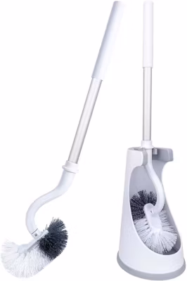 Brosse WC Silicone Argenté/Blanc Nettoyage Profond et Durable