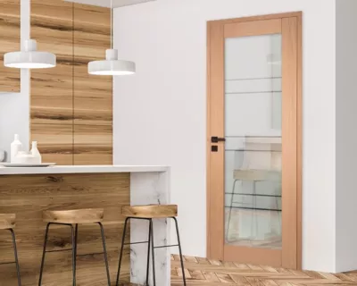 Bloc porte bois Cassiopéia 730 droit 1 vitrage chêne européen huisserie de 92