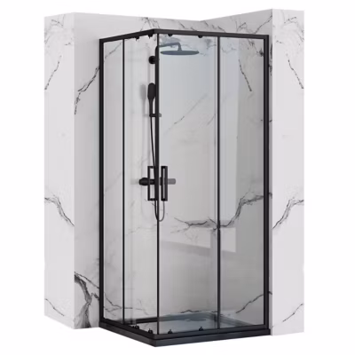 Cabine de douche REA Punto Black 90×90 + receveur White