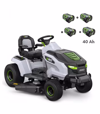 PACK Tracteur tondeuse autoportée à éjection latérale et mulching  4 batteries 10Ah et chargeur rapide – EGO TR4201E