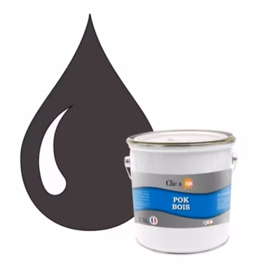 Peinture extérieure bois – Résistante aux intempéries POK BOIS – 2,5L – RAL 8019 – Brun Gris – Clic & Pok