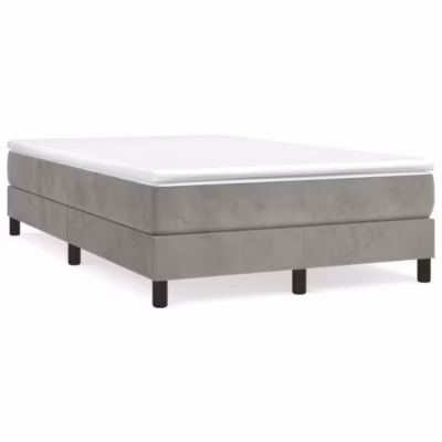 Lit double, Lit adulte, Cadre de lit à ressorts gris clair 120×200 cm velours